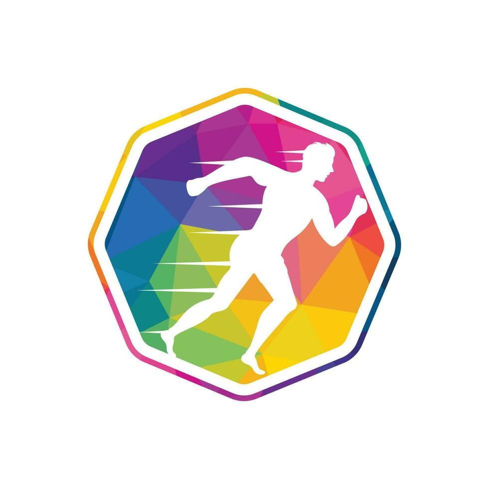 diseño vectorial del logotipo de carrera y maratón. símbolo de vector de hombre corriendo. concepto de deporte y competición.