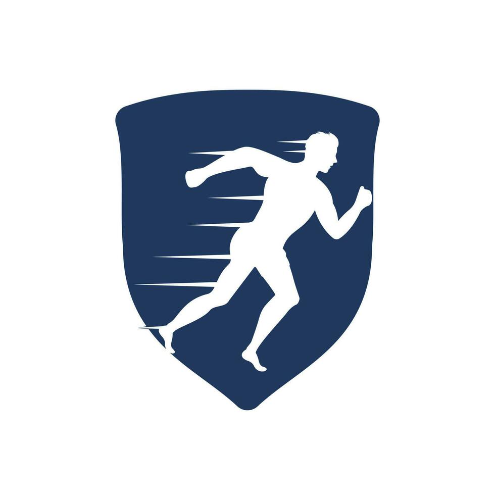 diseño vectorial del logotipo de carrera y maratón. símbolo de vector de hombre corriendo. concepto de deporte y competición.