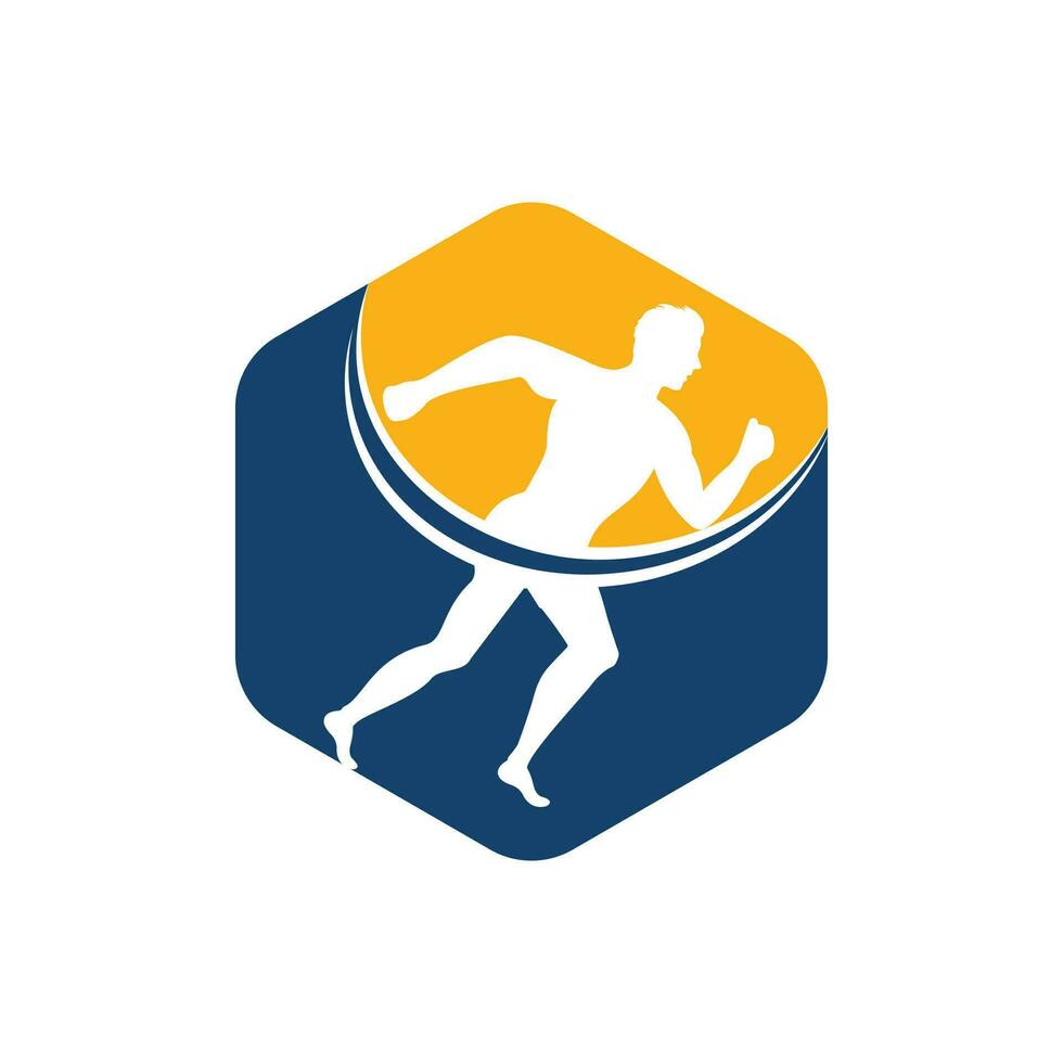 diseño vectorial del logotipo de carrera y maratón. símbolo de vector de hombre corriendo. concepto de deporte y competición.