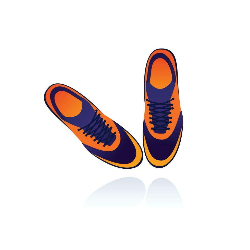 Blue and orange color male shoes vector illustration. Gym or sports shoes vector illustration design.