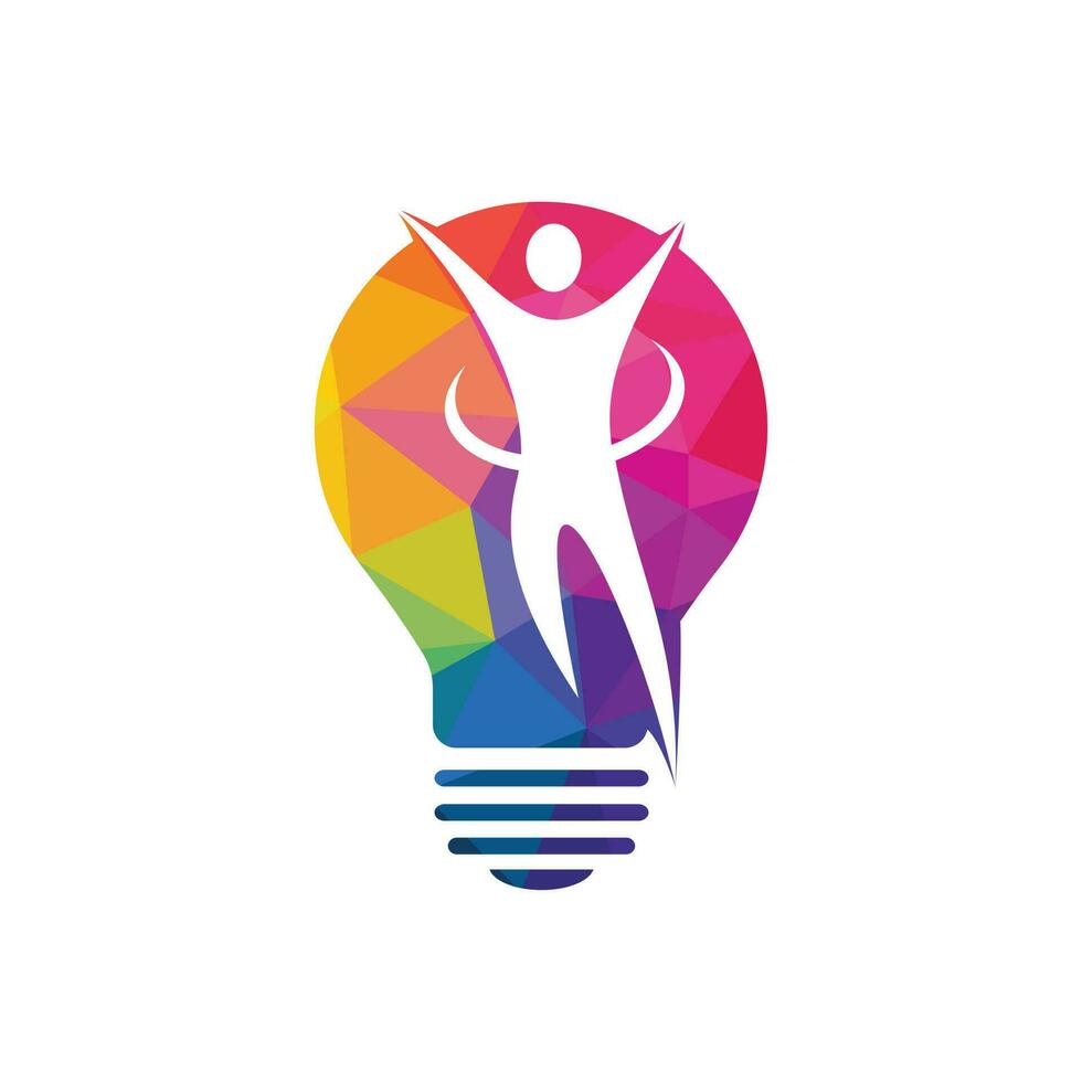 Happy human and light bulb logo design. vector