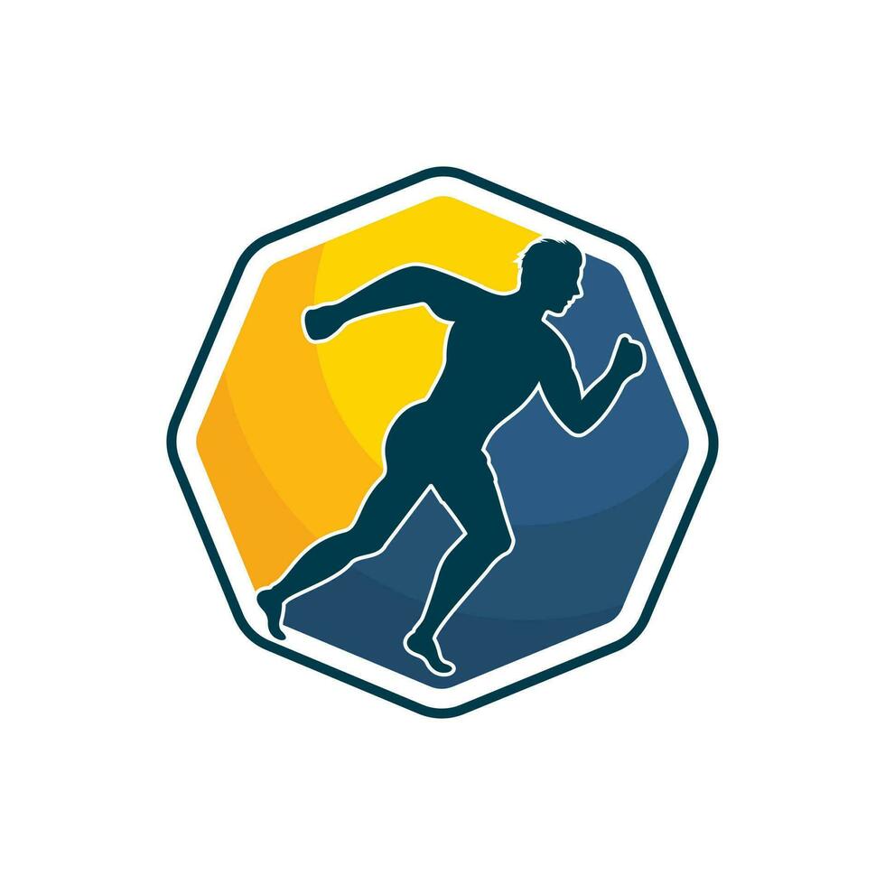 Running and Marathon Logo Vector Design. Running man vector symbol. Sport and competition concept.