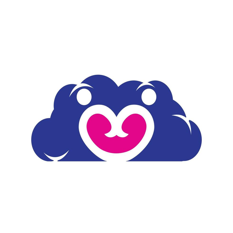 nube Pareja logo diseño. Pareja corazón en nube vector diseño. amor nube signo.