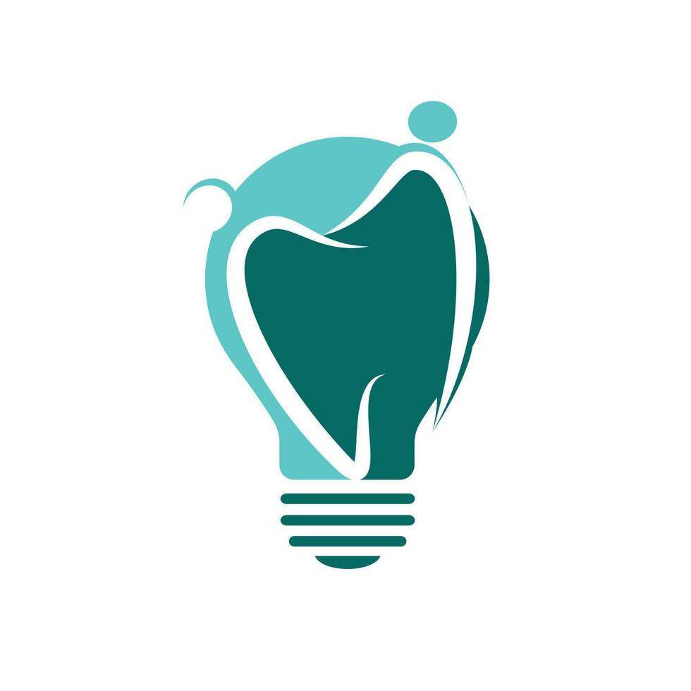 Dental Ideas Abstract Vector Logo Template. Tooth and Light Bulb Concept Label. Stomatology Business or Clinic Emblem.