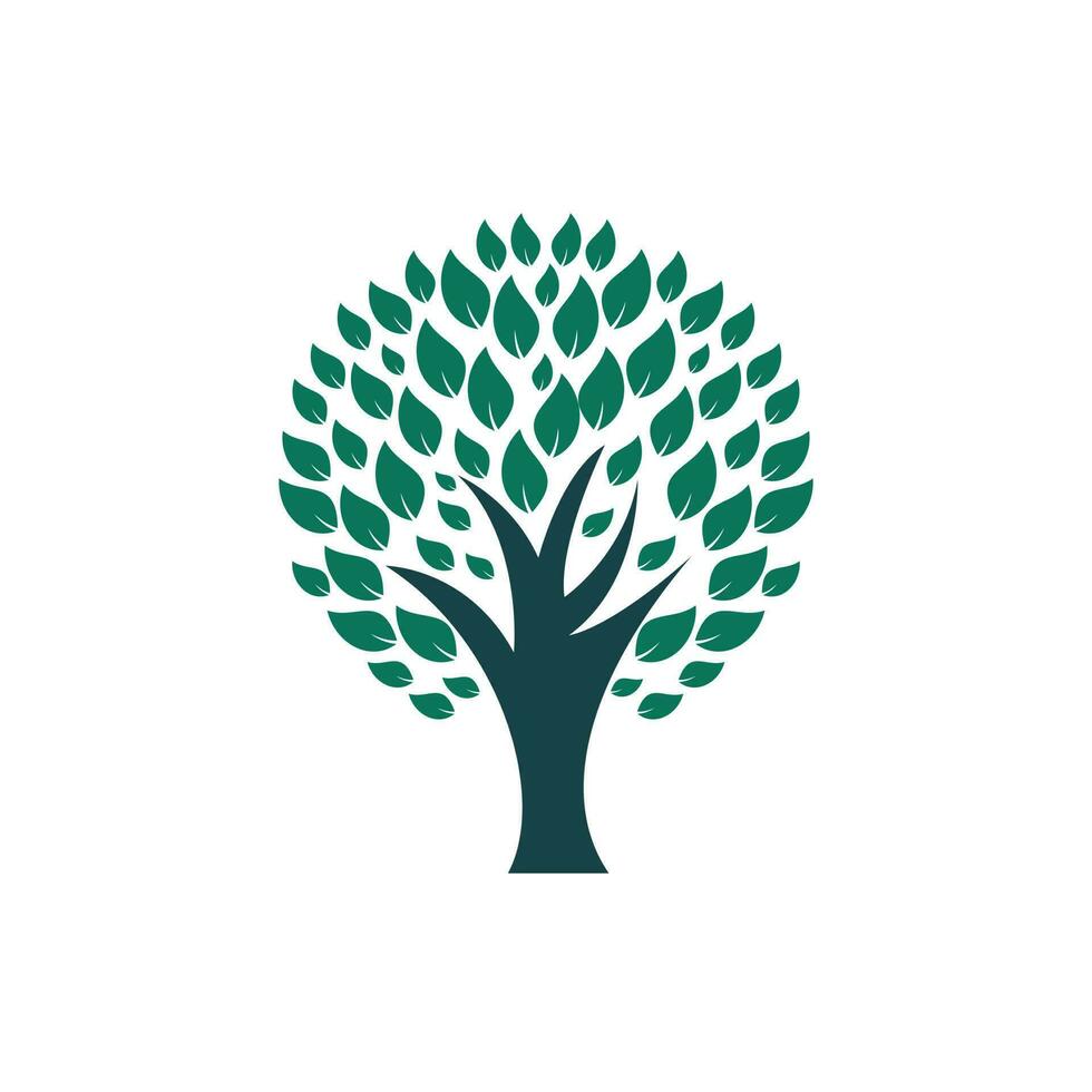 Green tree vector logo design. Natural product, organic shop, ecology company, alternative medicine, green unity, garden, farming, forest etc.