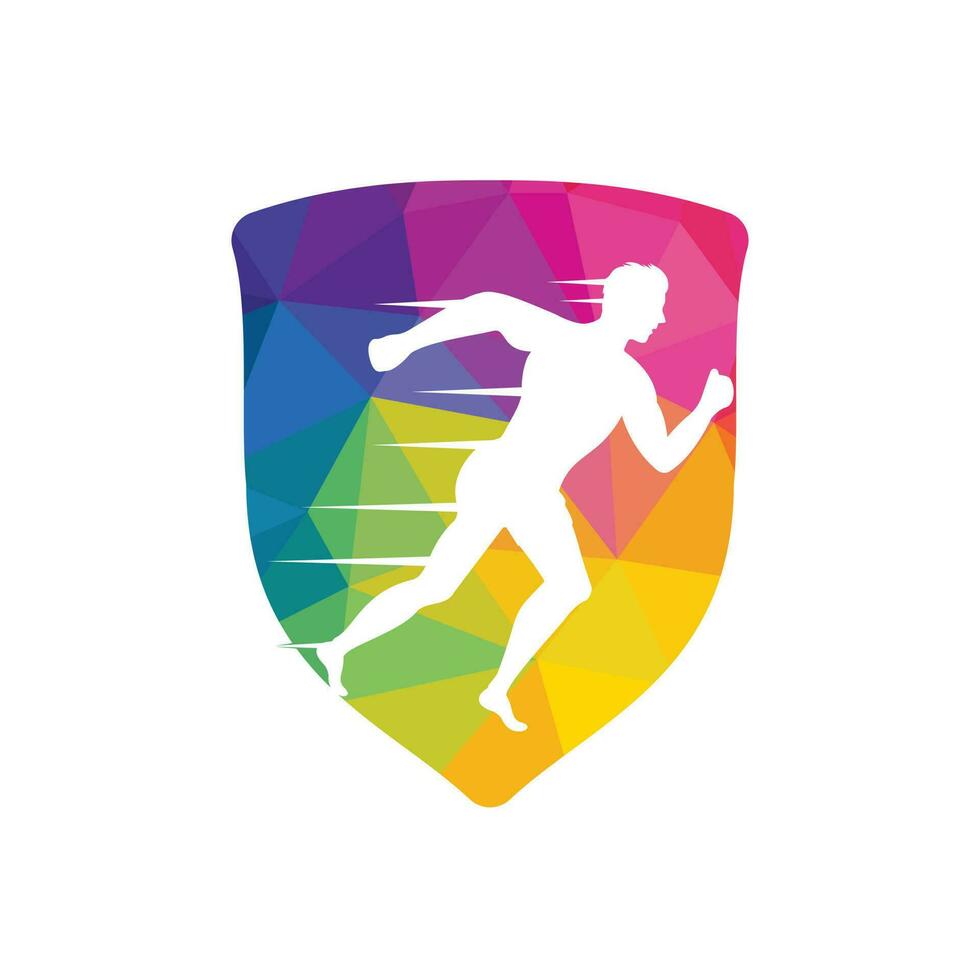 diseño vectorial del logotipo de carrera y maratón. símbolo de vector de hombre corriendo. concepto de deporte y competición.