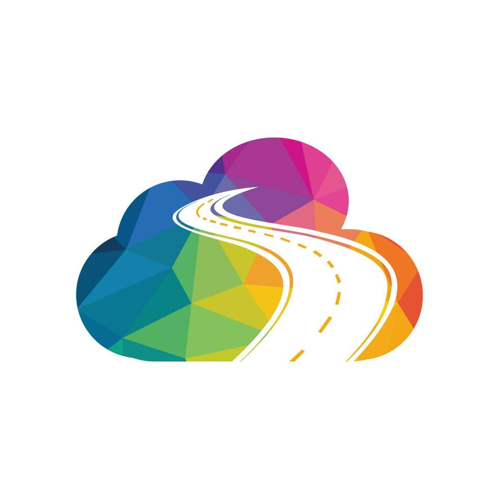 Cloud road logo vector element. Creative road journey logo design.