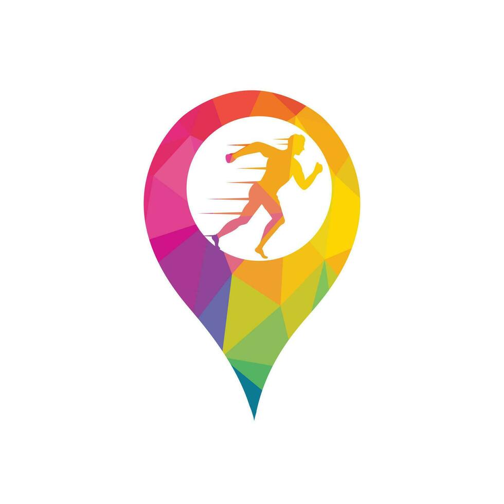 Pin Run Icon Logo Design. Running Location Pin Logo Design. Technology Logo Design Concept. vector