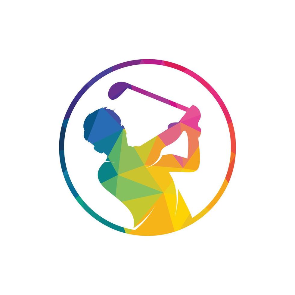 Golf club vector logo design. Golf player hits ball inspiration Logo design