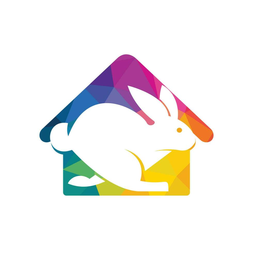 Rabbit house vector logo design. Creative running rabbit and home logo vector concept element.