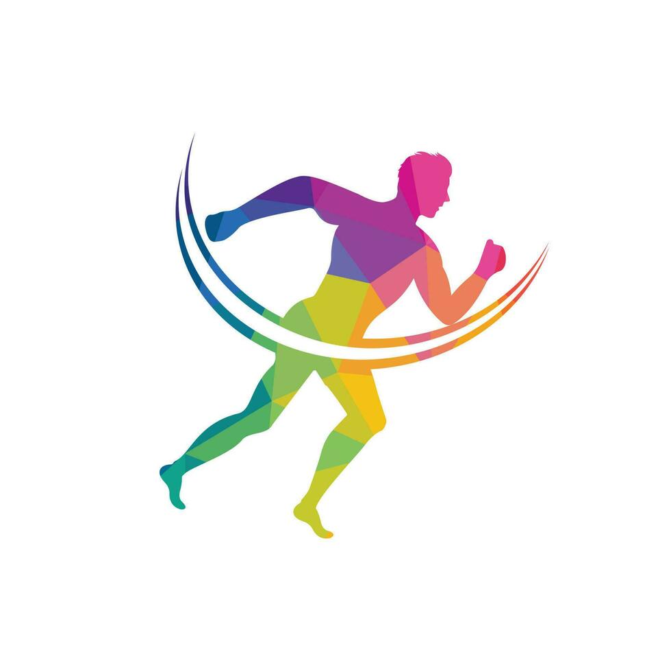 diseño vectorial del logotipo de carrera y maratón. símbolo de vector de hombre corriendo. concepto de deporte y competición.