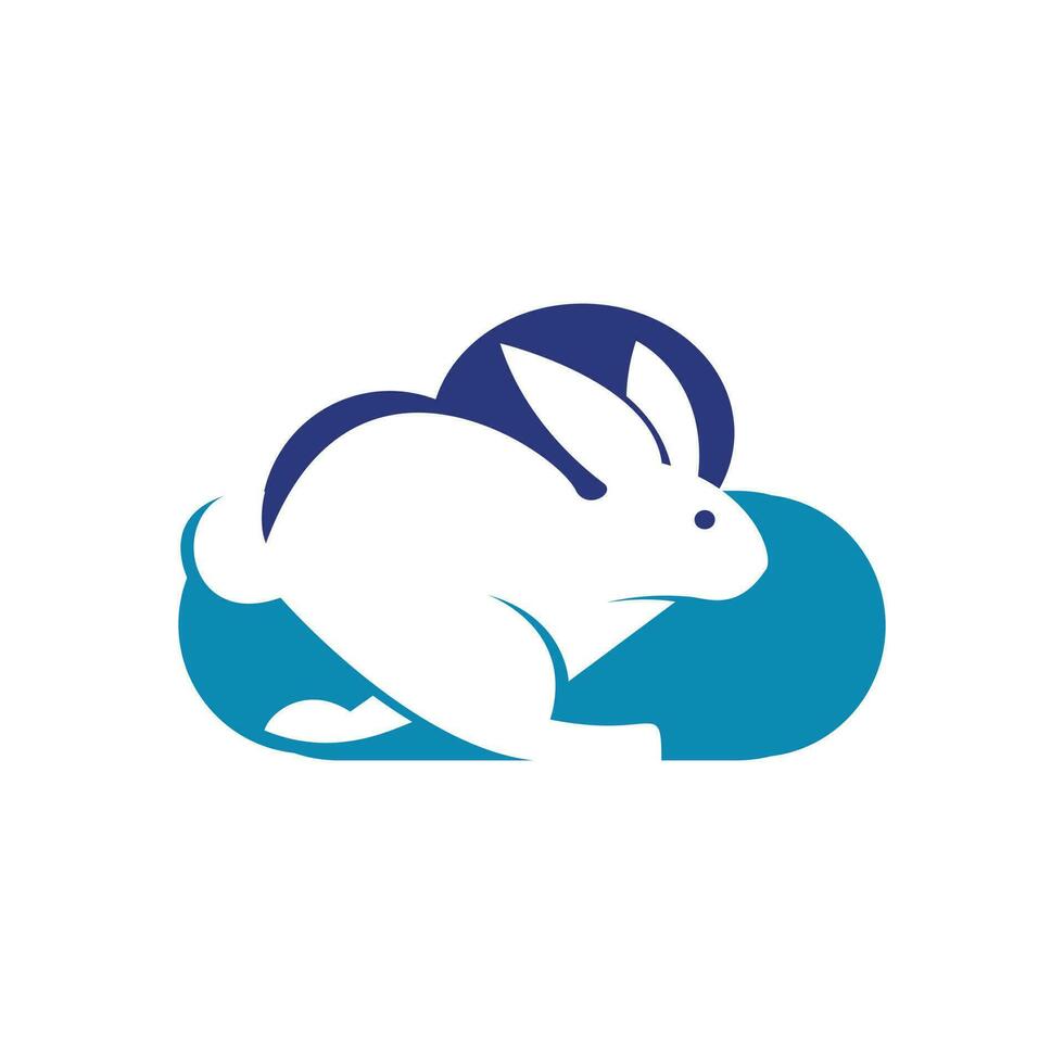 Cloud rabbit vector logo design. Creative running rabbit or bunny logo vector concept element