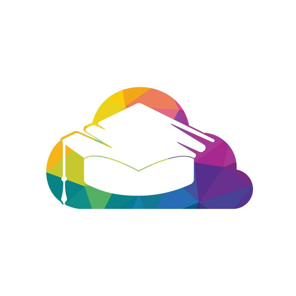 Online education logo idea. Graduation cap and cloud icon design. E-learning concept template. vector