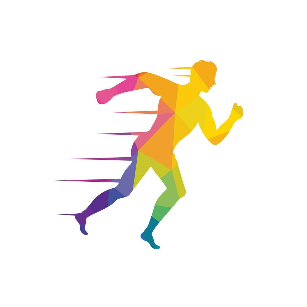 diseño vectorial del logotipo de carrera y maratón. símbolo de vector de hombre corriendo. concepto de deporte y competición.