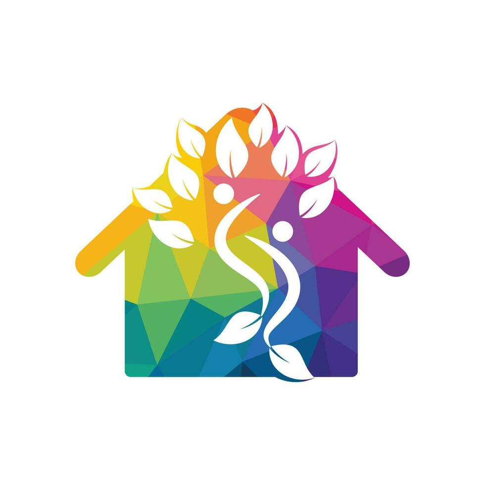 Healthy people logo design shape of home. vector
