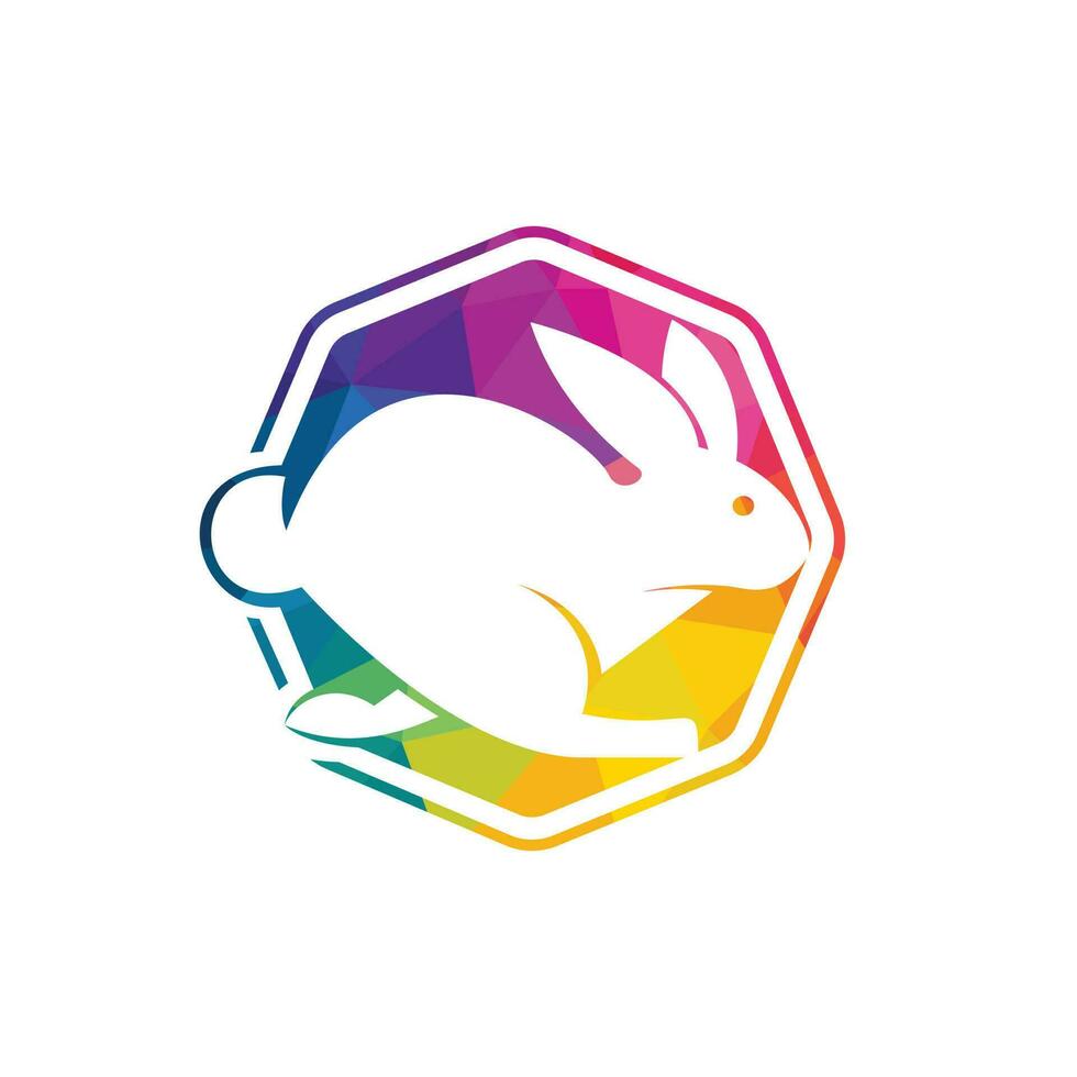 Rabbit vector logo design. Creative running rabbit or bunny logo vector concept element.