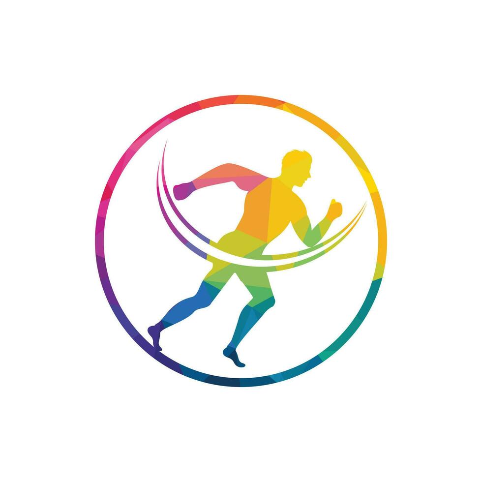 diseño vectorial del logotipo de carrera y maratón. símbolo de vector de hombre corriendo. concepto de deporte y competición.