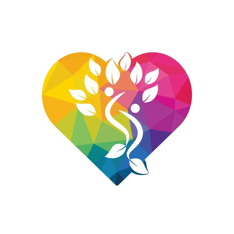 Human Tree and heart logo design. vector
