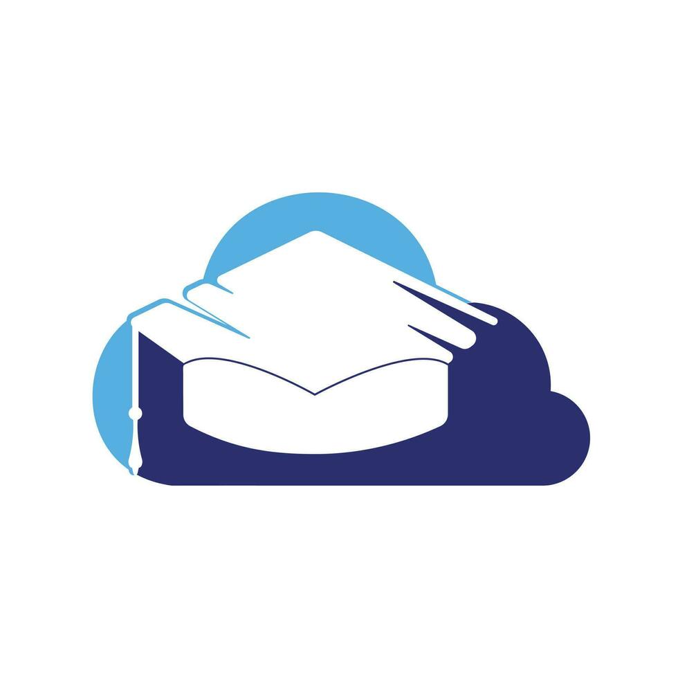 Online education logo idea. Graduation cap and cloud icon design. E-learning concept template. vector