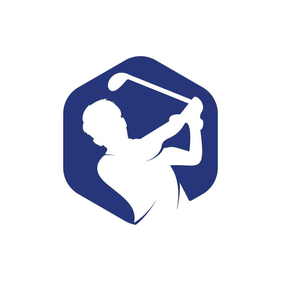 Golf club vector logo design. Golf player hits ball inspiration Logo design