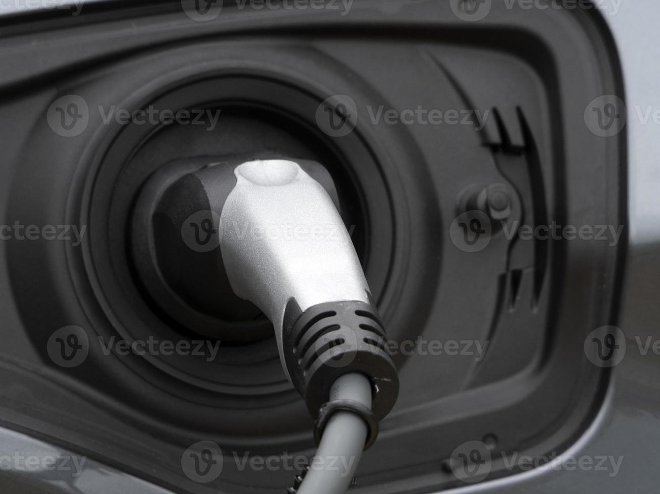 electric car ac charging plug detail photo