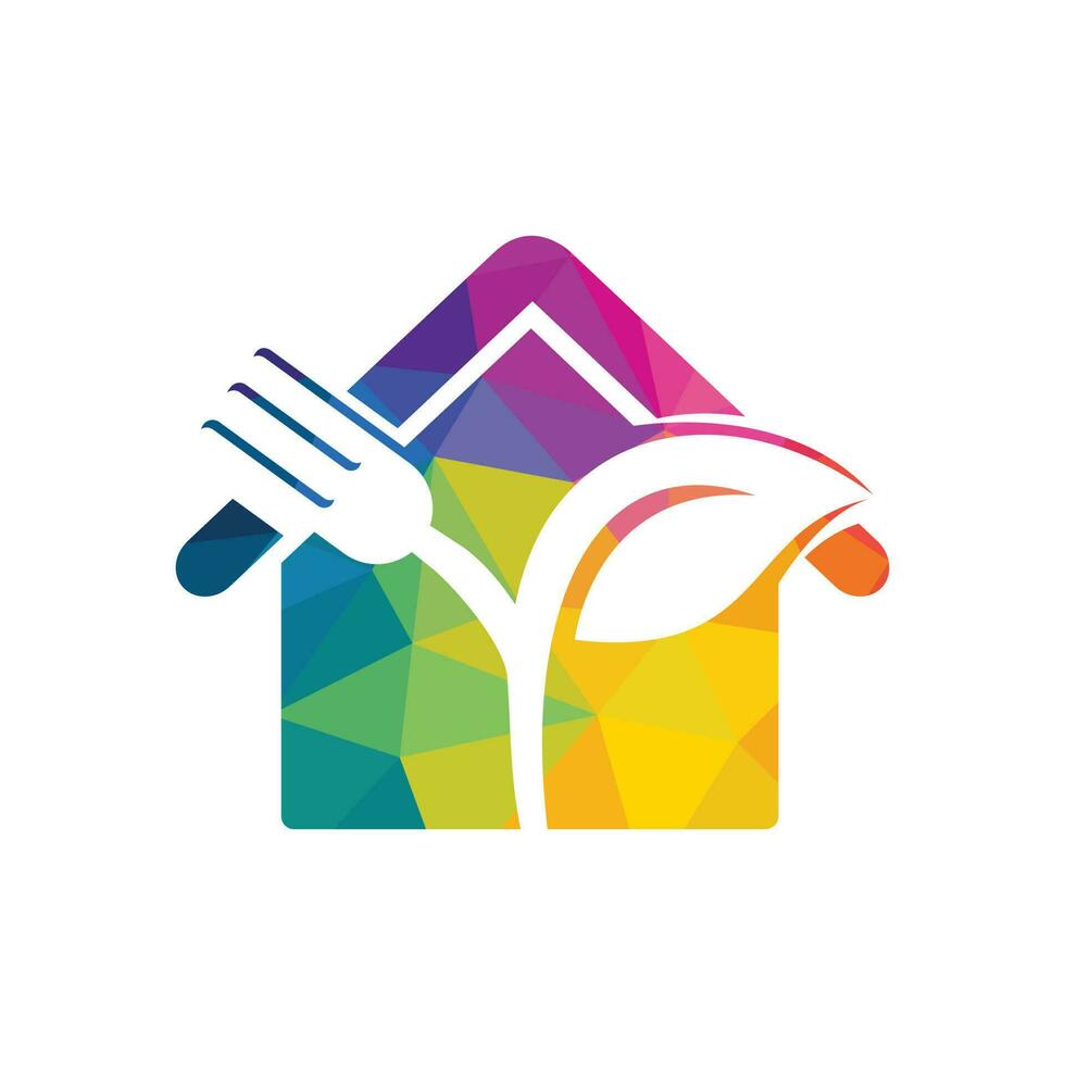 tenedor hoja y hogar vector logo. creativo logo diseño concepto para sano productos