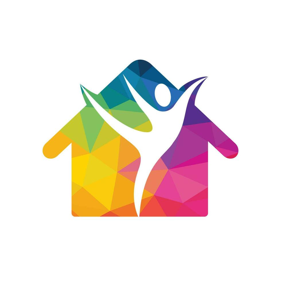 Health Center and Beauty salon logo design. Fitness home logo. Human character and home logo. vector