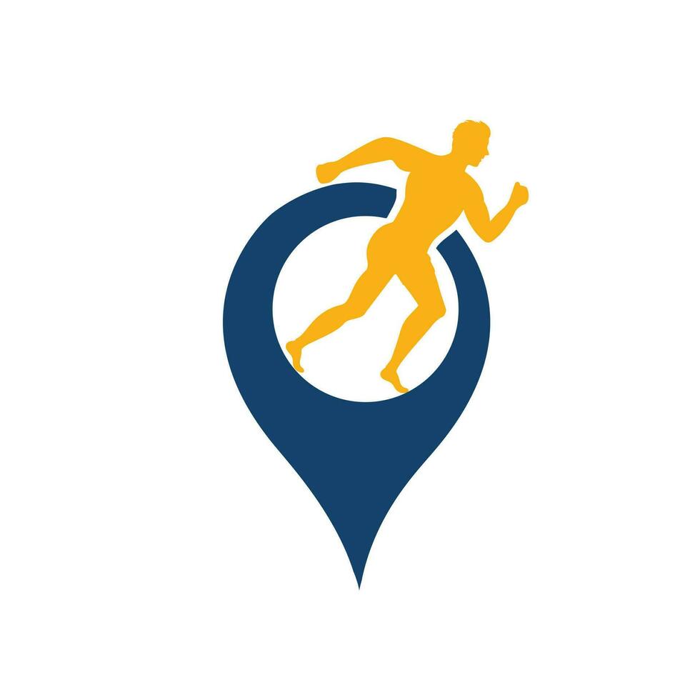 Pin Run Icon Logo Design. Running Location Pin Logo Design. Technology Logo Design Concept. vector