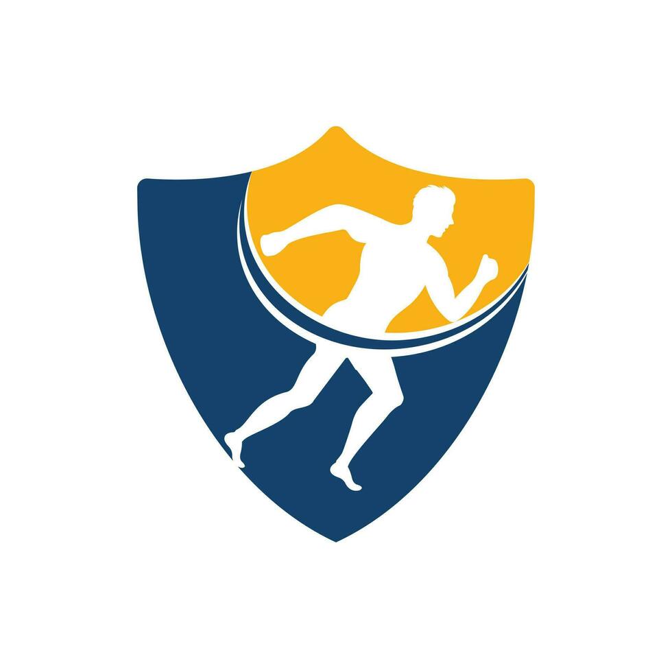 diseño vectorial del logotipo de carrera y maratón. símbolo de vector de hombre corriendo. concepto de deporte y competición.