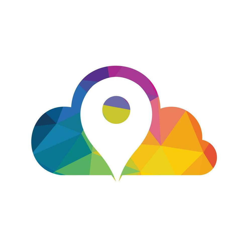 Pin map with cloud logo design. Abstract GPS vector. Navigation vector icon. Cloud computing concept.