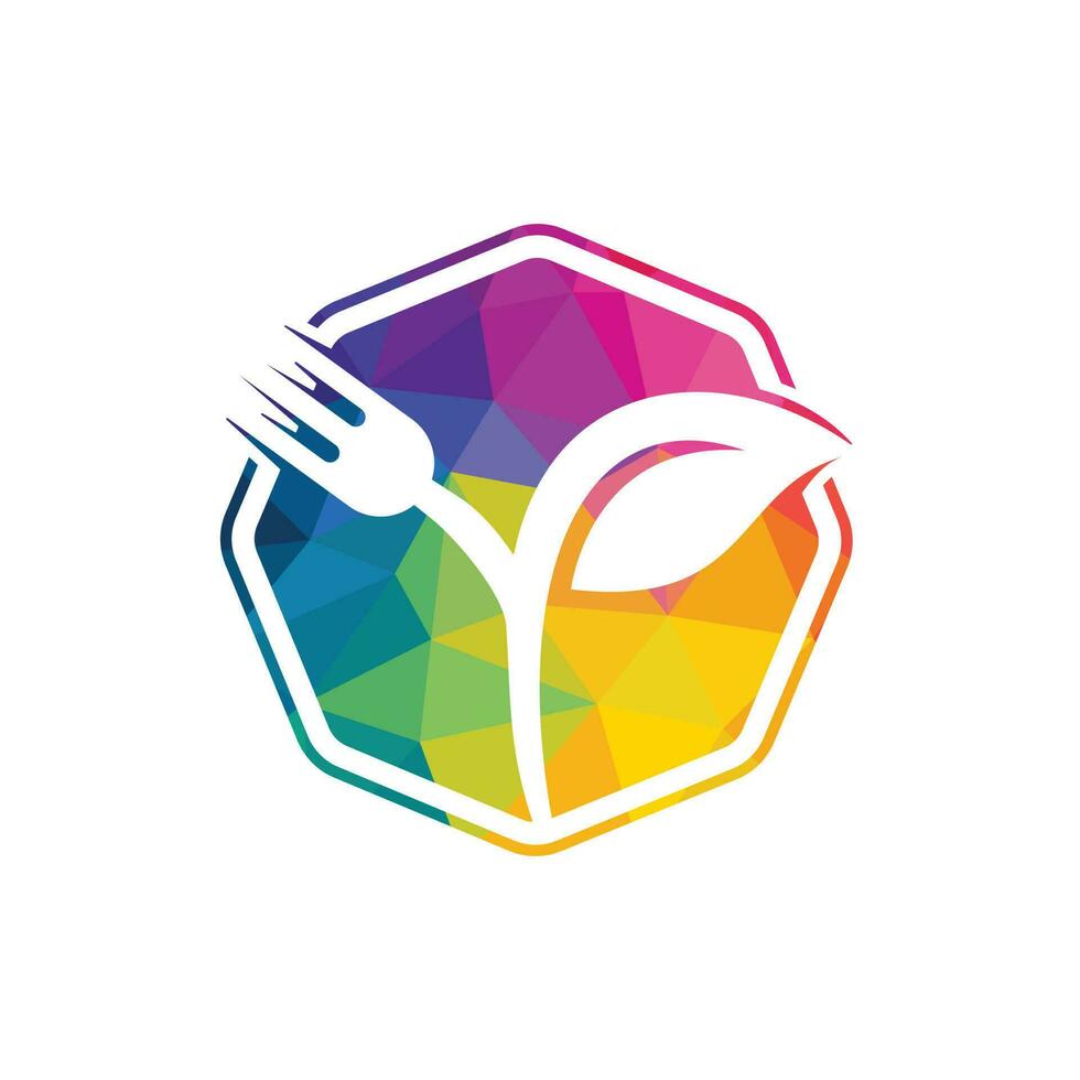 Fork and leaf vector logo design. Organic food concept with Fork and leaf with Fork and leaf.