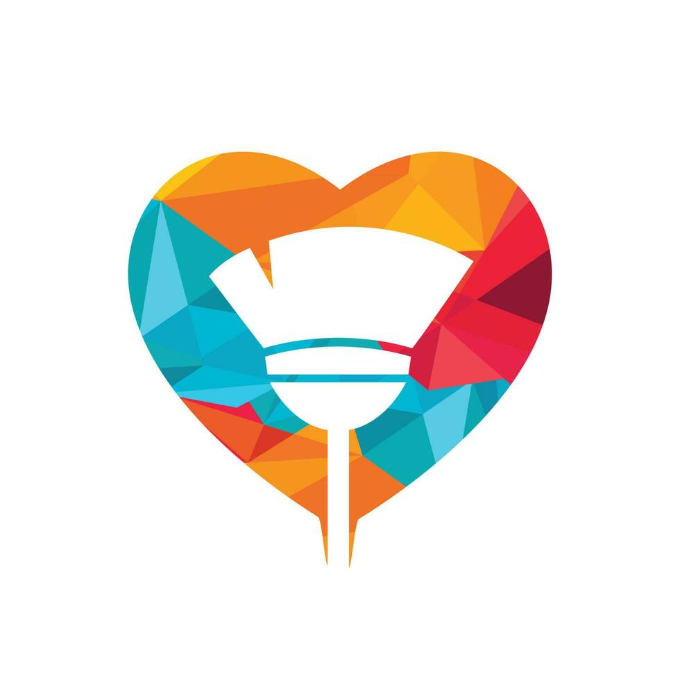 amor limpieza empresa logo diseño. Escoba y corazón limpieza Servicio logo diseño. vector