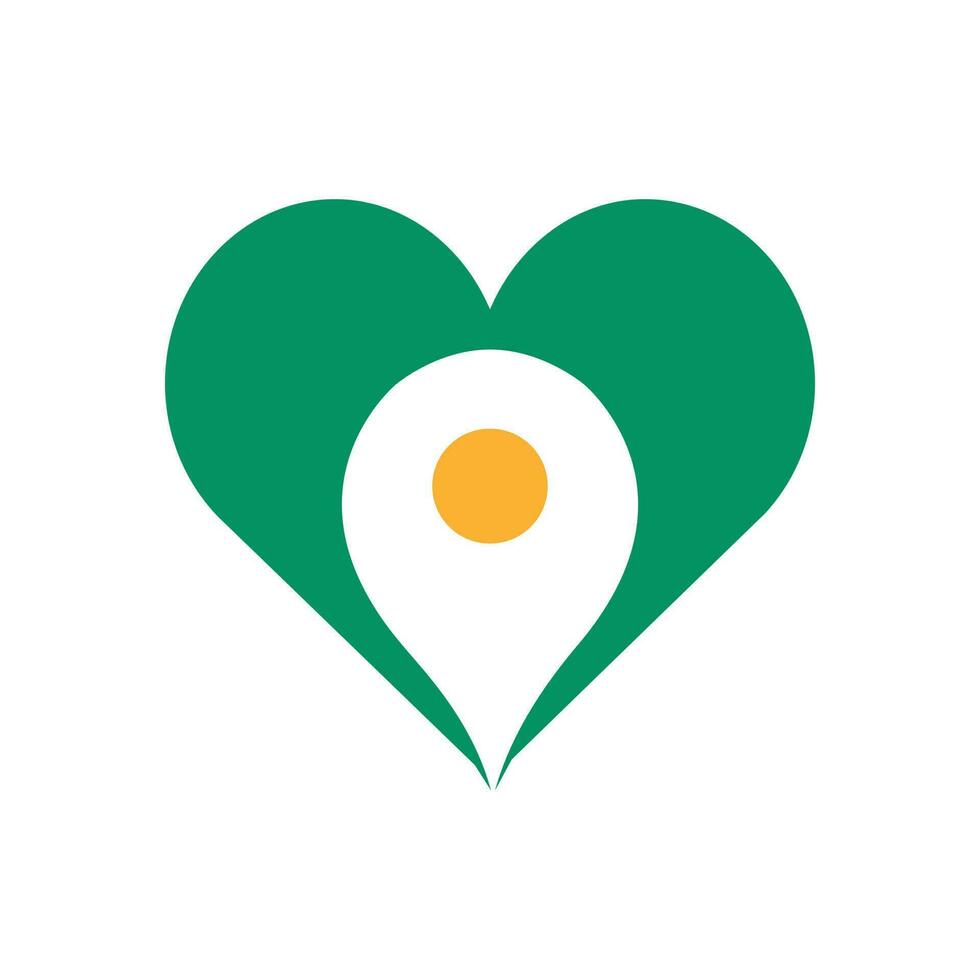 Love point location mark logo design. Travel logo with map pointer sign and heart. GPS location symbol. vector