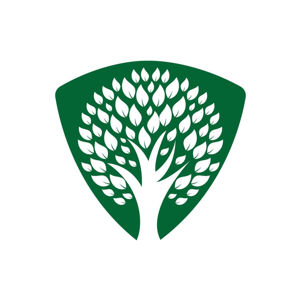 Green tree vector logo design. Natural product, organic shop, ecology company, alternative medicine, green unity, garden, farming, forest etc.