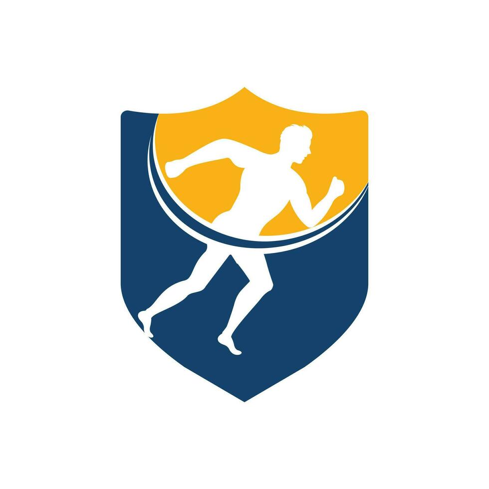 diseño vectorial del logotipo de carrera y maratón. símbolo de vector de hombre corriendo. concepto de deporte y competición.