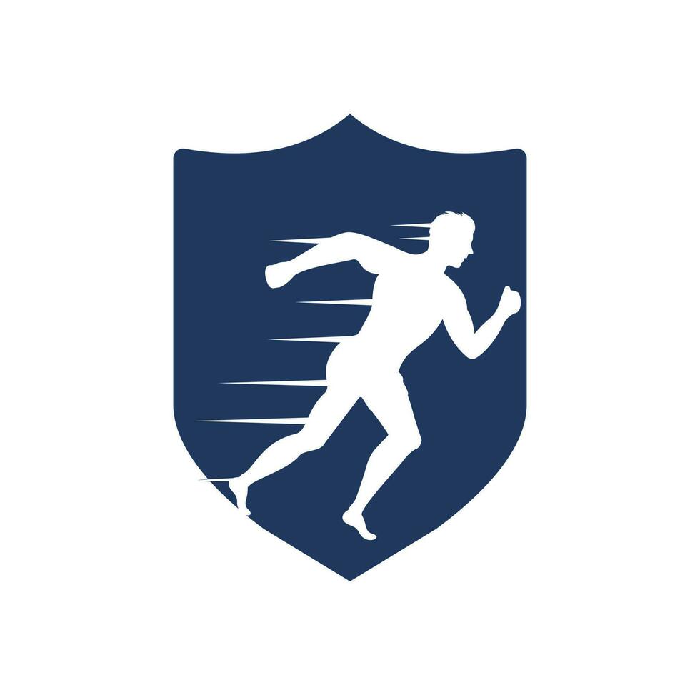 diseño vectorial del logotipo de carrera y maratón. símbolo de vector de hombre corriendo. concepto de deporte y competición.