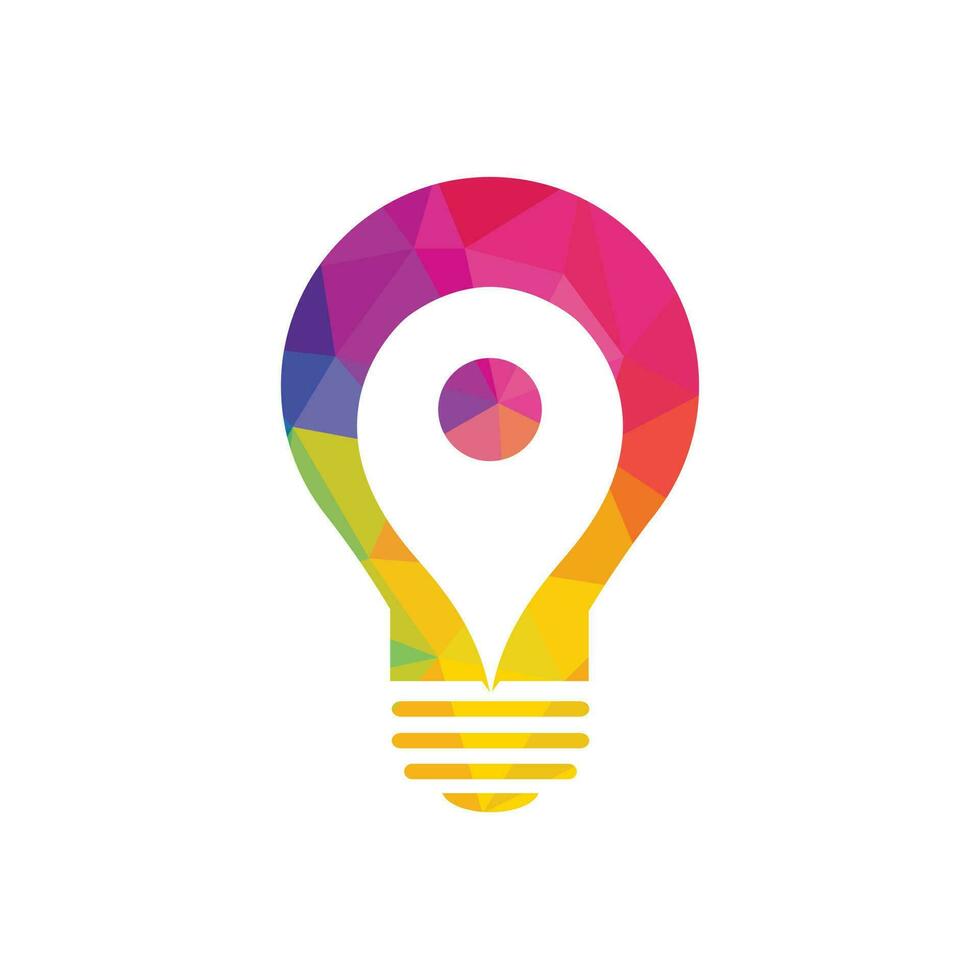 Pin map with light bulb logo design. Abstract GPS vector. Navigation vector icon. Travel ideas vector logo design.