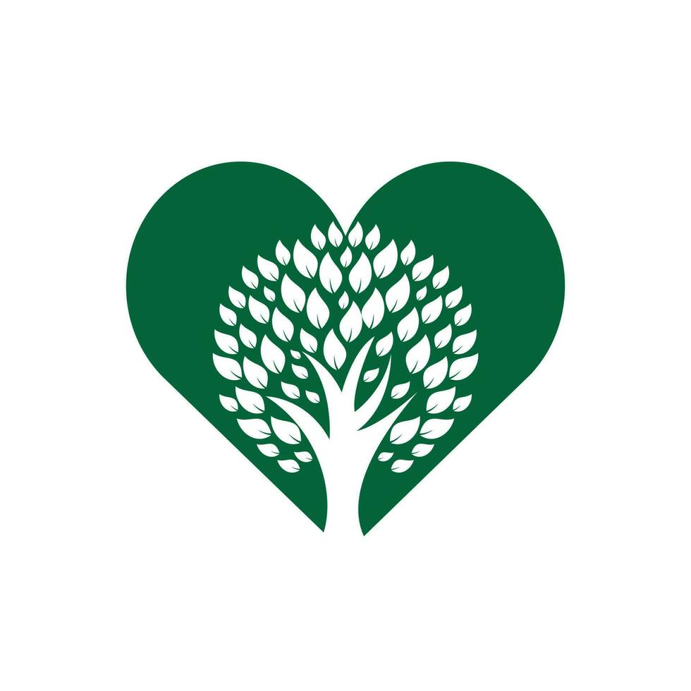 diseño del logotipo del corazón del árbol. plantilla de diseño de logotipo de salud y atención. vector