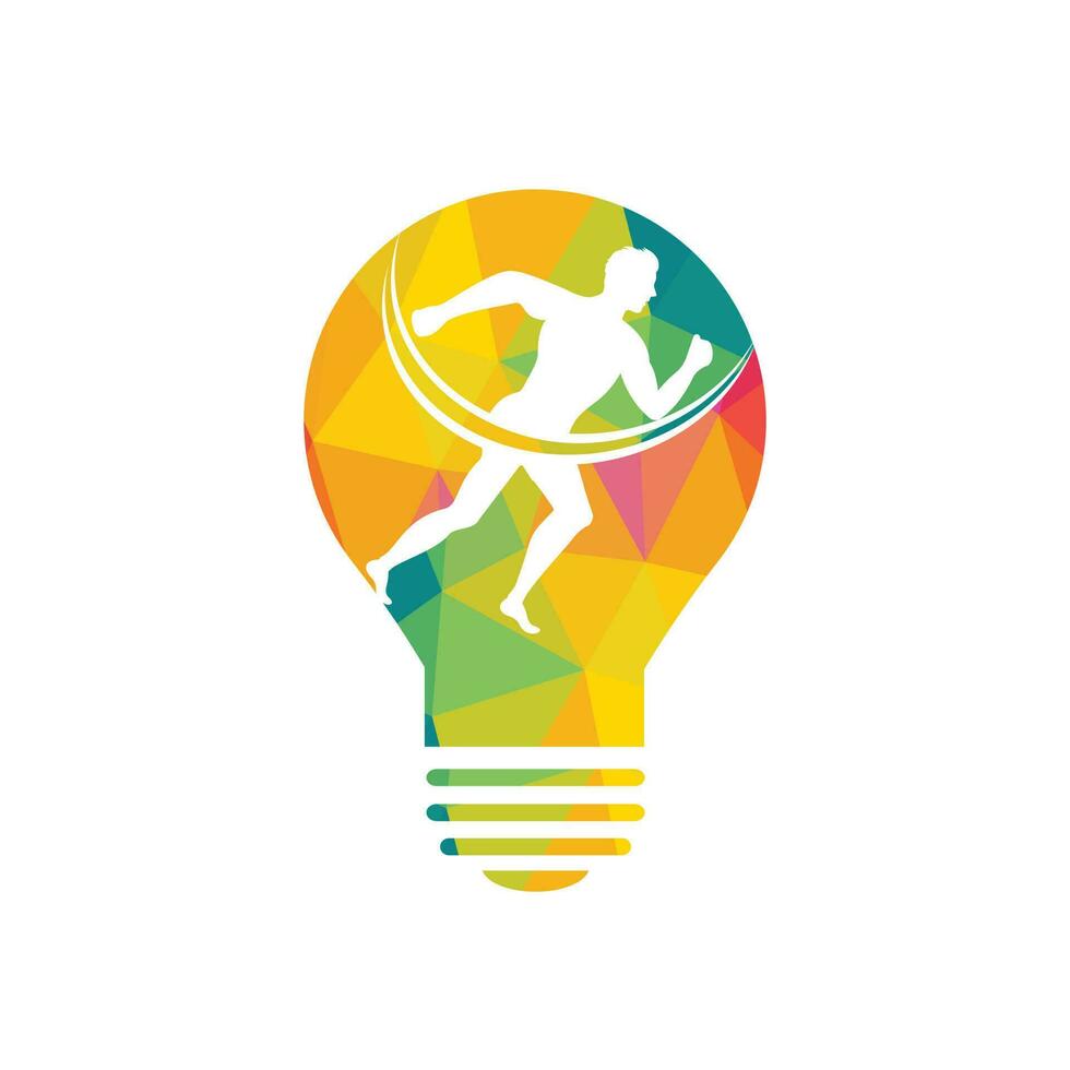 Creative Run Icon Logo Design. Bulb and running man vector logo design.