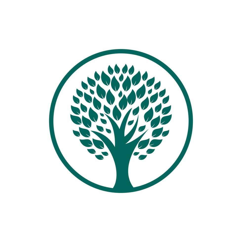 Green tree vector logo design. Natural product, organic shop, ecology company, alternative medicine, green unity, garden, farming, forest etc.