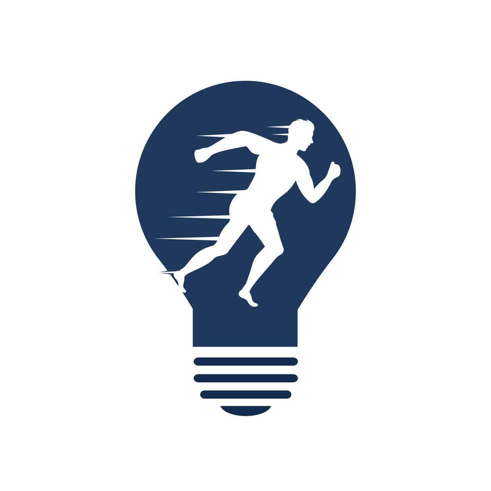 Creative Run Icon Logo Design. Bulb and running man vector logo design.