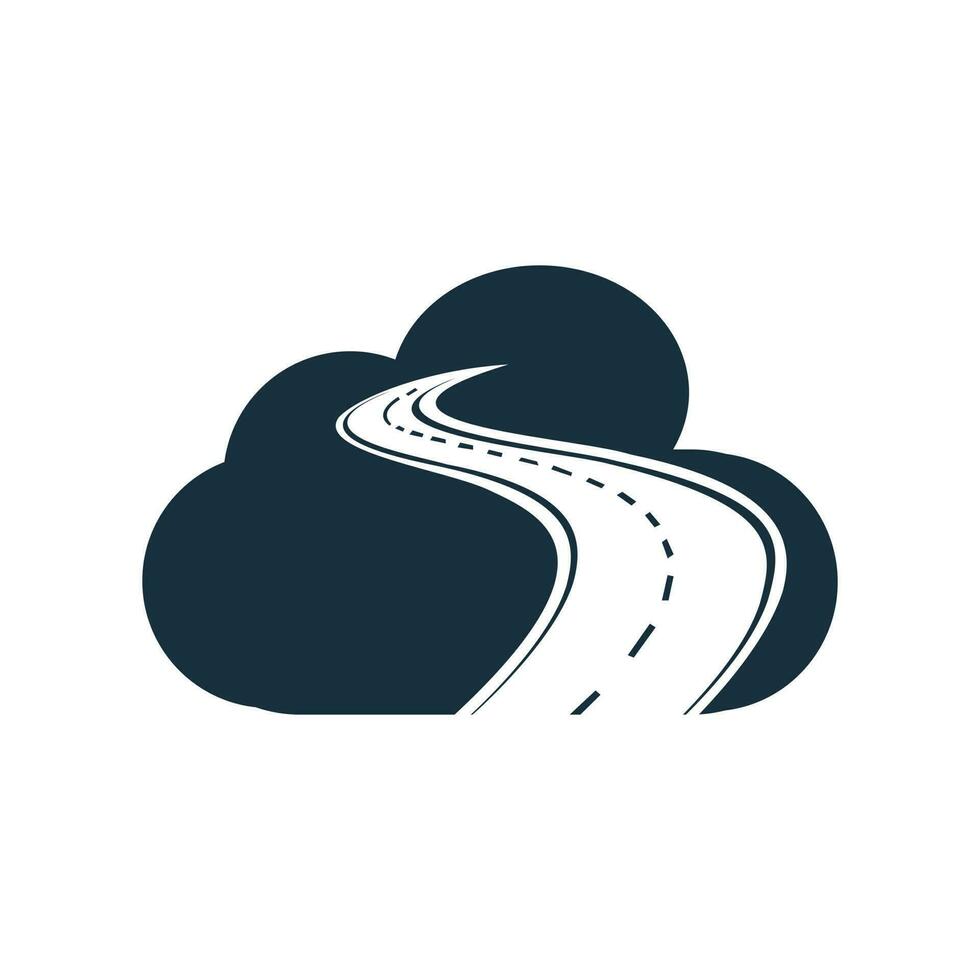 Cloud road logo vector element. Creative road journey logo design.