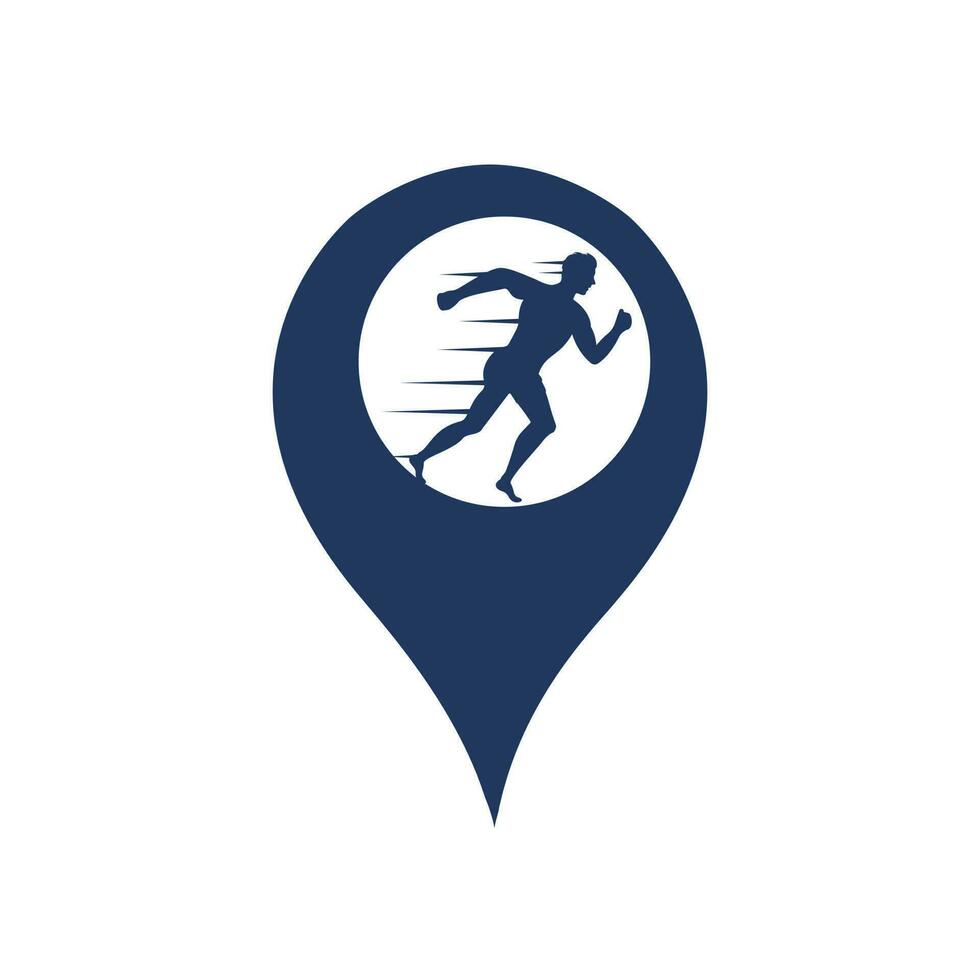 Pin Run Icon Logo Design. Running Location Pin Logo Design. Technology Logo Design Concept. vector