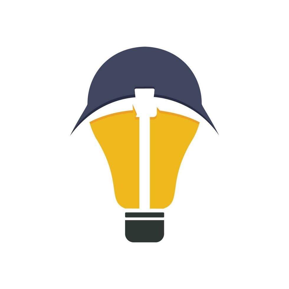 Pickaxe and Light bulb mining logo design. Mining industry logo design template. vector