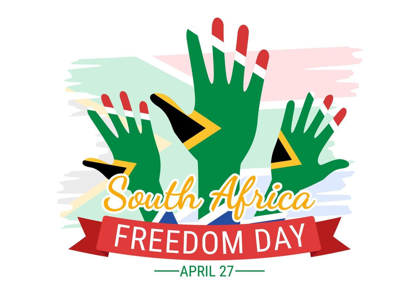 Happy South Africa Freedom Day on 27 April Illustration with Wave Flag