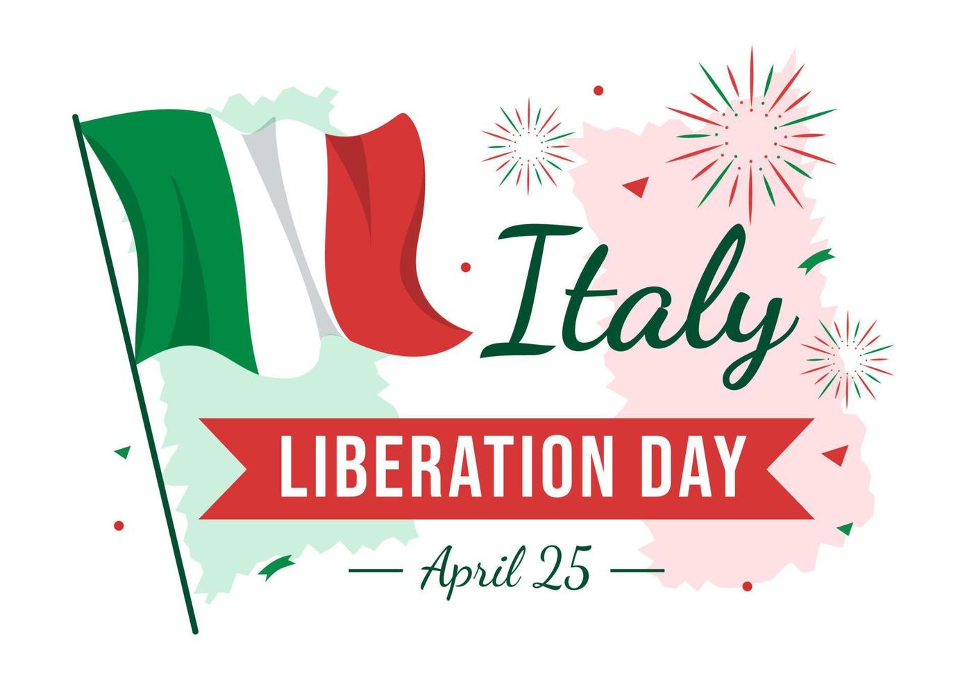 Italia liberación día ilustración con fiesta celebrar en abril 25 y ola bandera italiano en plano dibujos animados mano dibujado para aterrizaje página plantillas vector