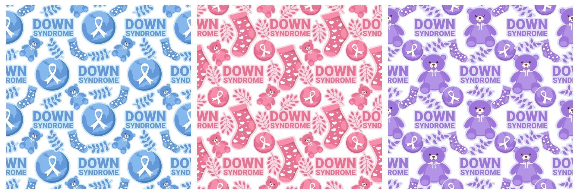 World Down Syndrome Day Seamless Pattern Design in Template Hand Drawn Cartoon Flat Illustration vector