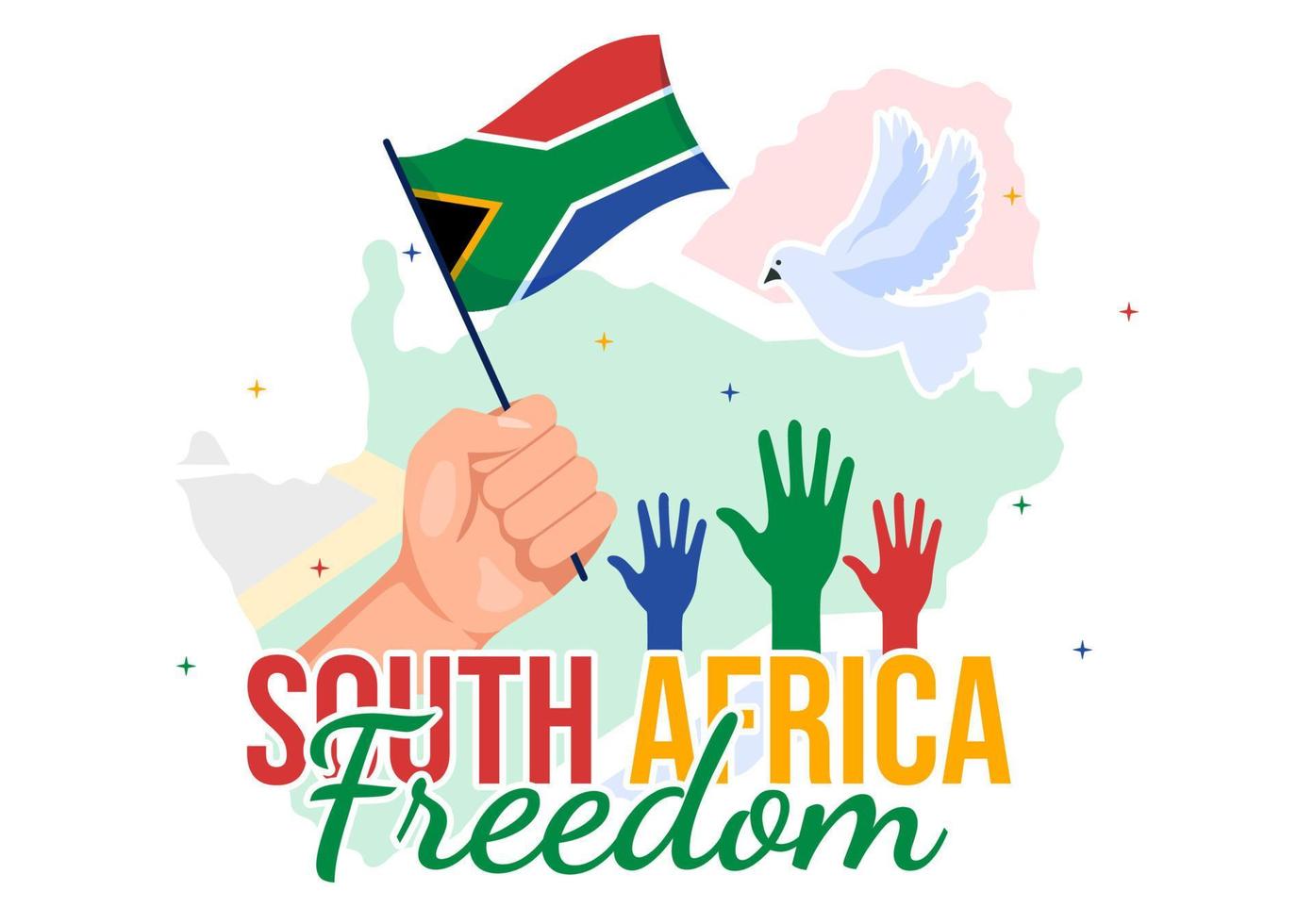 contento sur África libertad día en 27 abril ilustración con ola bandera para web bandera o aterrizaje página en mano dibujado antecedentes plantillas vector