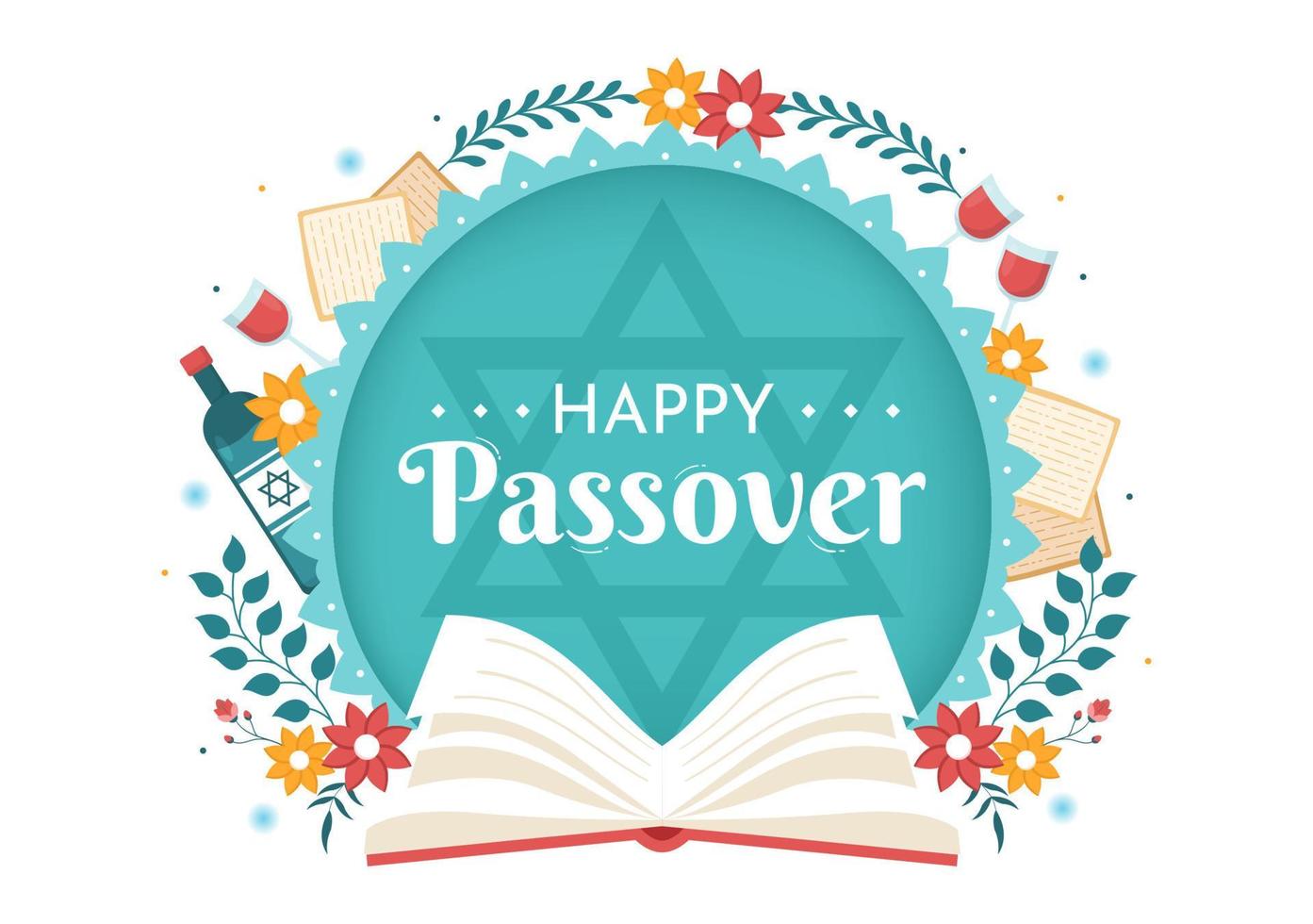 Happy Passover Illustration with Wine, Matzah and Pesach Jewish Holiday for Web Banner or Landing Page in Flat Cartoon Hand Drawn Templates vector