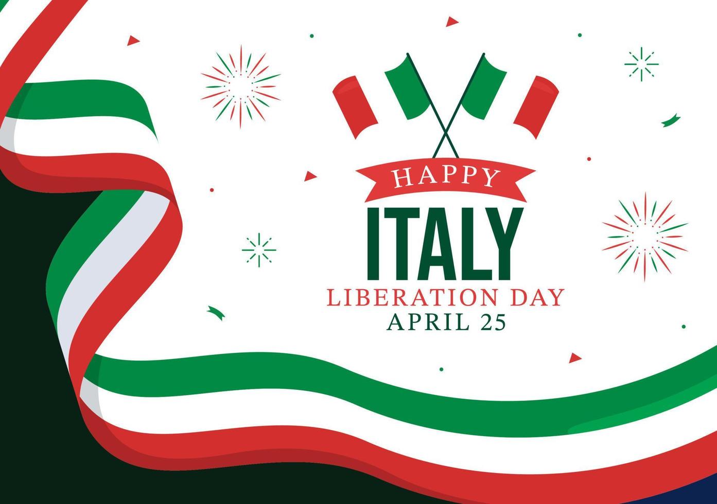Italy Liberation Day Illustration with Holiday Celebrate on April 25 and Wave Flag Italian in Flat Cartoon Hand Drawn for Landing Page Templates vector